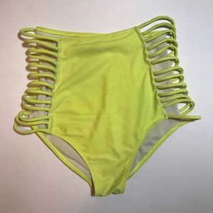 Highlighter Yellow Bikini Bottoms Highwaisted